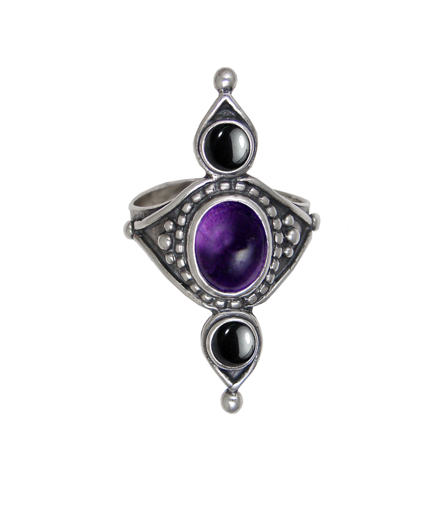 Sterling Silver Royal Ring With Amethyst Size 10